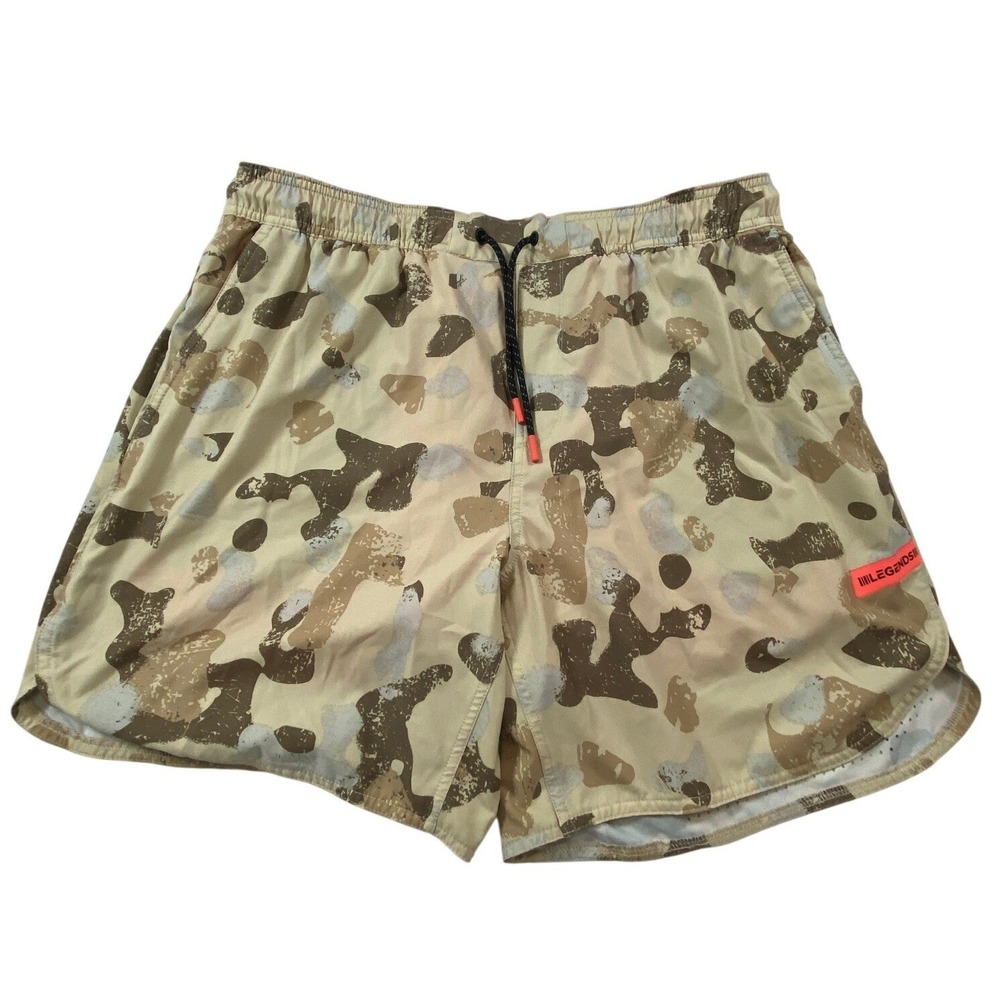 Legends Luka Shorts Mens XL Desert Camo Neon Red Liner Training Athletic Split